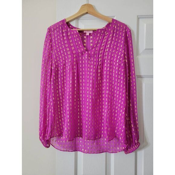 Lilly Pulitzer Silk Colby Top size M MSRP $168 - Picture 1 of 9